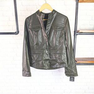NWT Sam Edelman Faux Leather Jacket | Olive Green